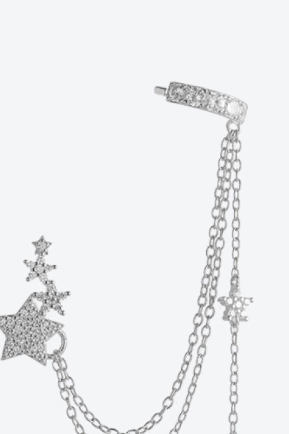 Delicate chain single Zircon Star earring 925 Sterling Silver