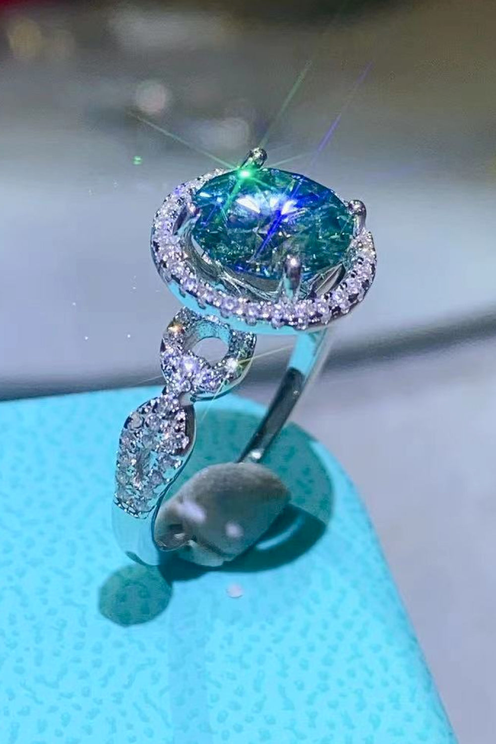 Starla 2 Carat Moissanite, Emerald Vintage Green Ring