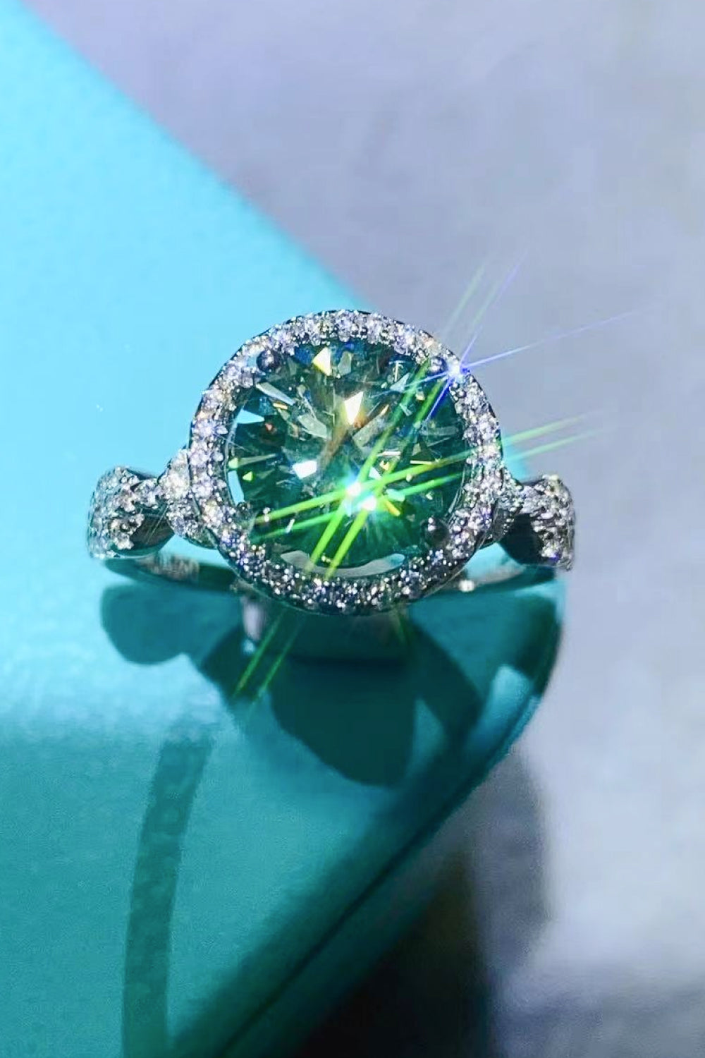 Starla 2 Carat Moissanite, Emerald Vintage Green Ring
