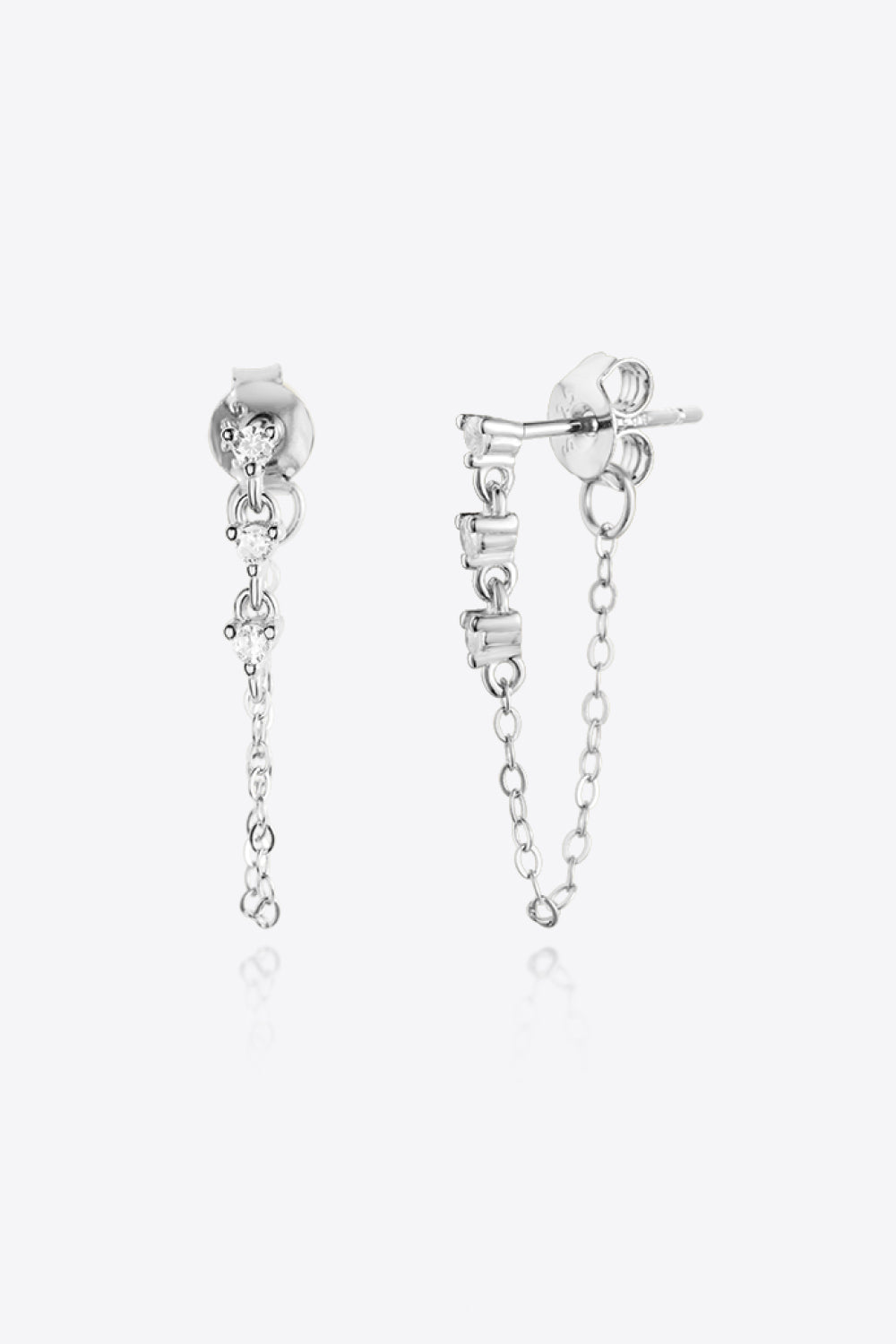 Delicate dropped chain earring Zircon 925 Sterling Silver Chain Earrings