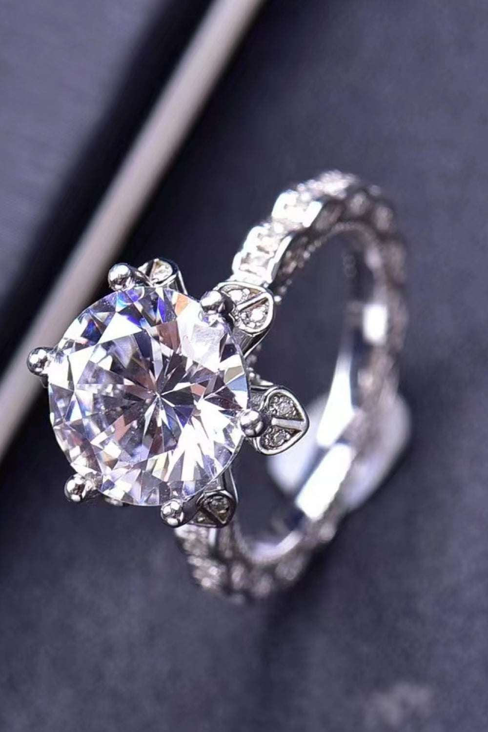 5 Carat Moissanite Heart 925 Sterling Siler Ring perfect engagement 
