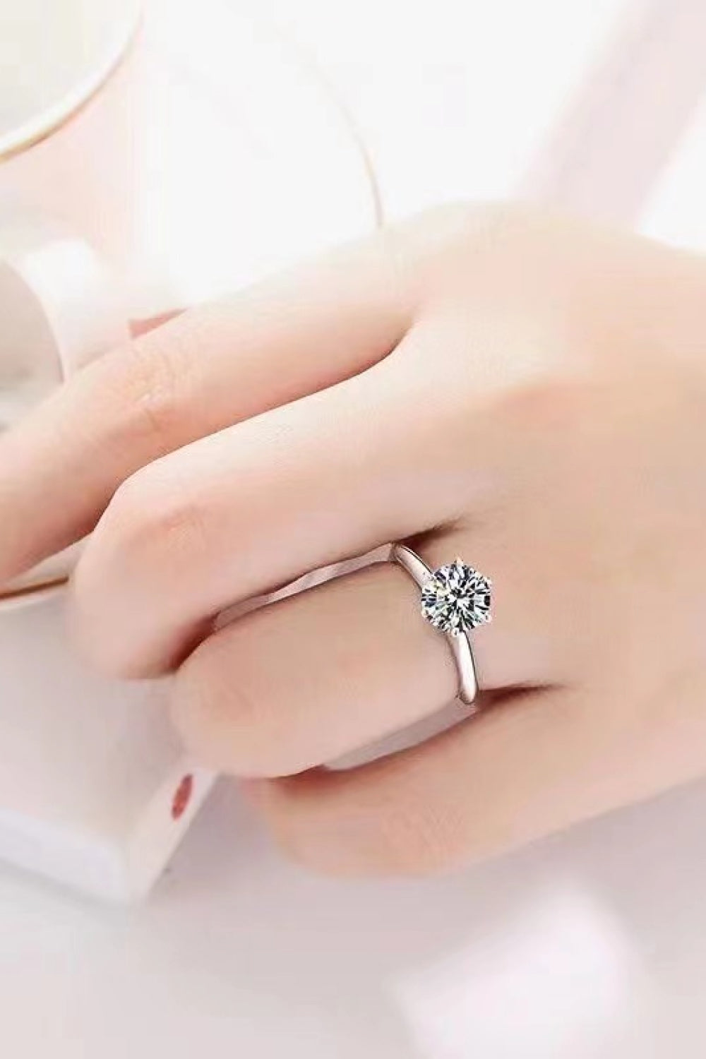 Engagement 3 Carat Moissanite 6-Prong Ring, 925 sterling silver